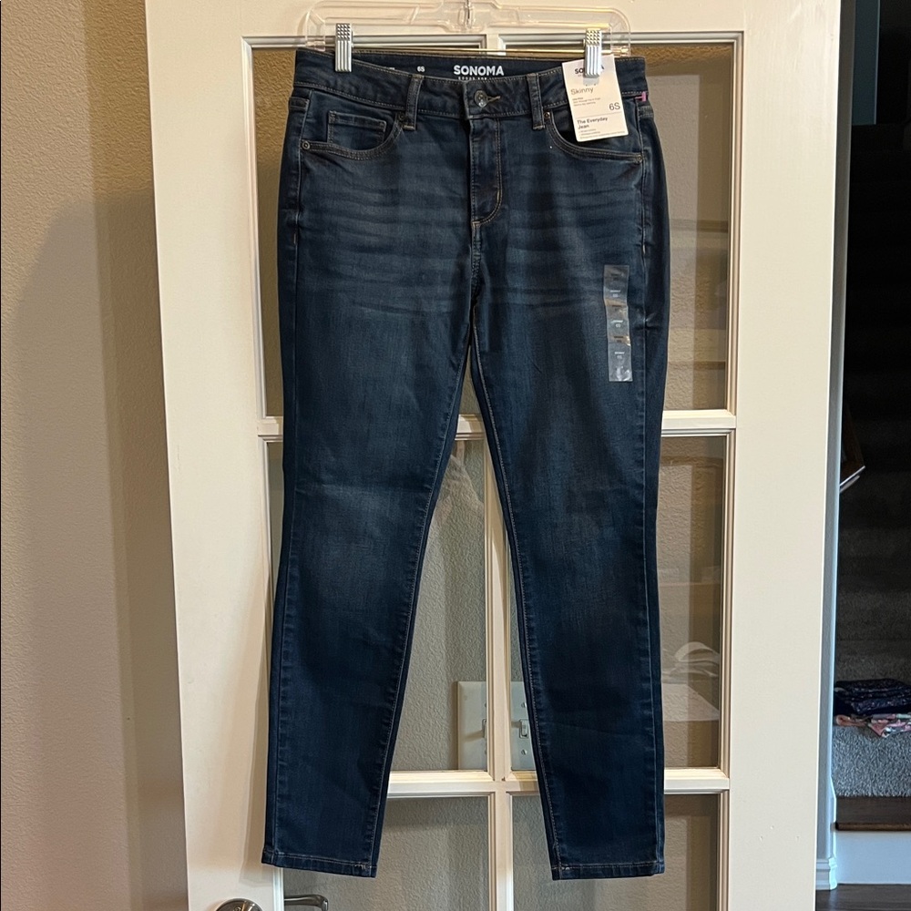 Sonoma Skinny Jean Women’s 6S Short Dark Wash Mid Rise Stretch NWT Everyday Jean - Picture 3 of 10